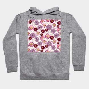 Pressed Pom Pom Pink and Purple Flowers Hoodie